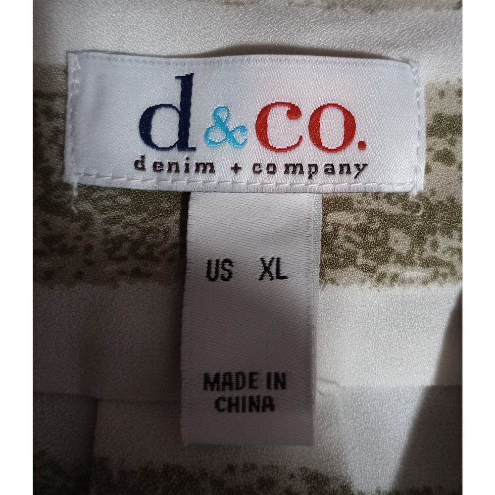 d & co Womens Tunic Top Ladies XL 3/4 Sleeve Striped Button‎ Up Casual Blouse - Picture 5 of 7